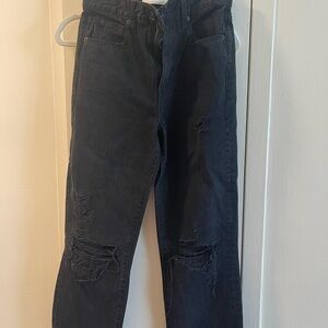 SLVRLAKE Women's Black Distressed Straight Leg Jeans